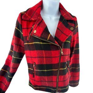 Red Plaid Fleece Jacket size Small